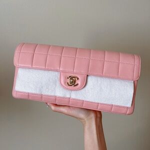 Chanel pink chocolate bar flap
